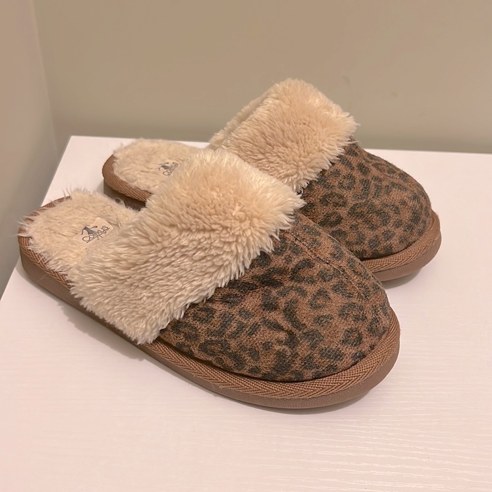 Corkys girls slippers, leopard print, size 3